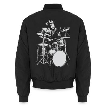 Monkey Jazz Drummer - Unisex Bomberjacke - Schwarz - Hinten - AI Model Male 185 light (185cm)