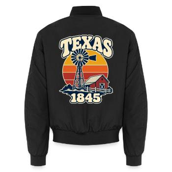 Texas Vintage Windmühle & Bauernhof 1845 - Unisex Bomberjacke - Schwarz - Hinten - AI Model Male 185 light (185cm)