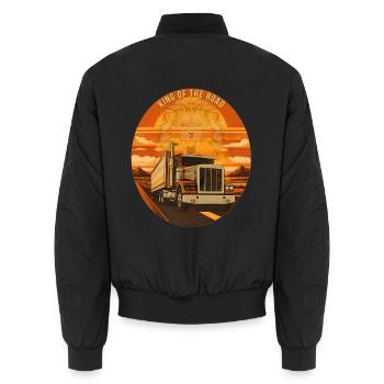 King Of The Road Lion Trucker Emblem - Unisex Bomberjacke - Schwarz - Hinten - AI Model Male 185 light (185cm)