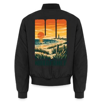 Norderney Sonnenuntergang - Unisex Bomberjacke - Schwarz - Hinten - AI Model Male 185 light (185cm)