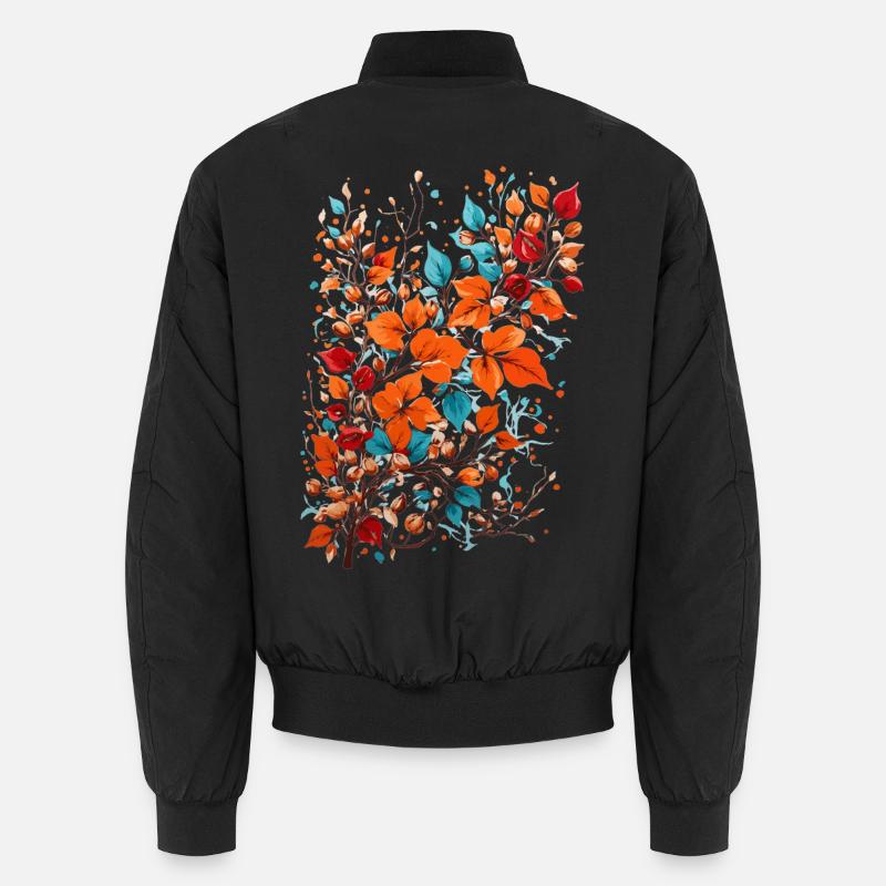 Efterårsblomster med nødder - Unisex bomberjakke - sort