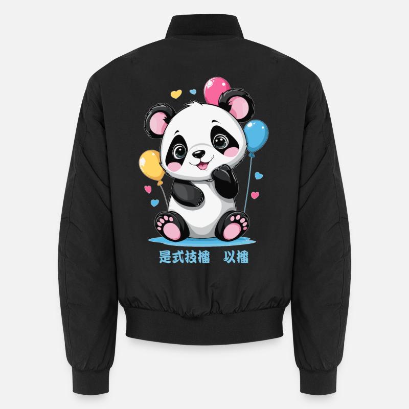 Süße Panda Bär - Unisex Bomberjacke - Schwarz