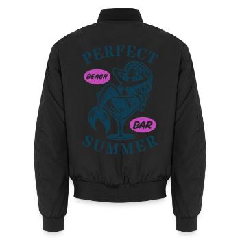 summer beach mermaid - Unisex Bomber Jacket - black - Back - AI Model Male 185 light (185cm)
