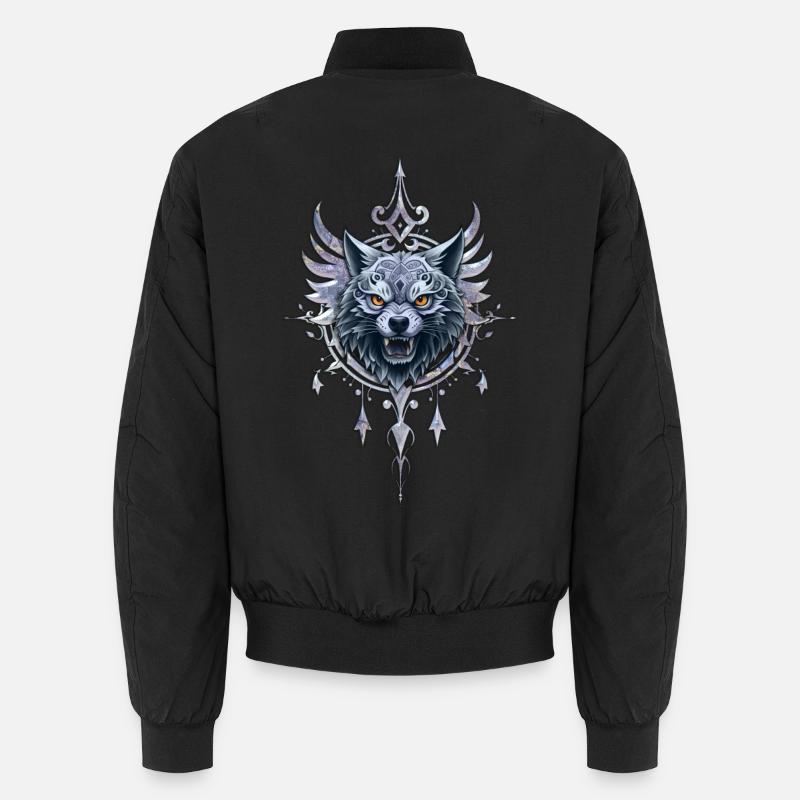 Mystischer Wolfskopf. - Unisex Bomberjacke - Schwarz