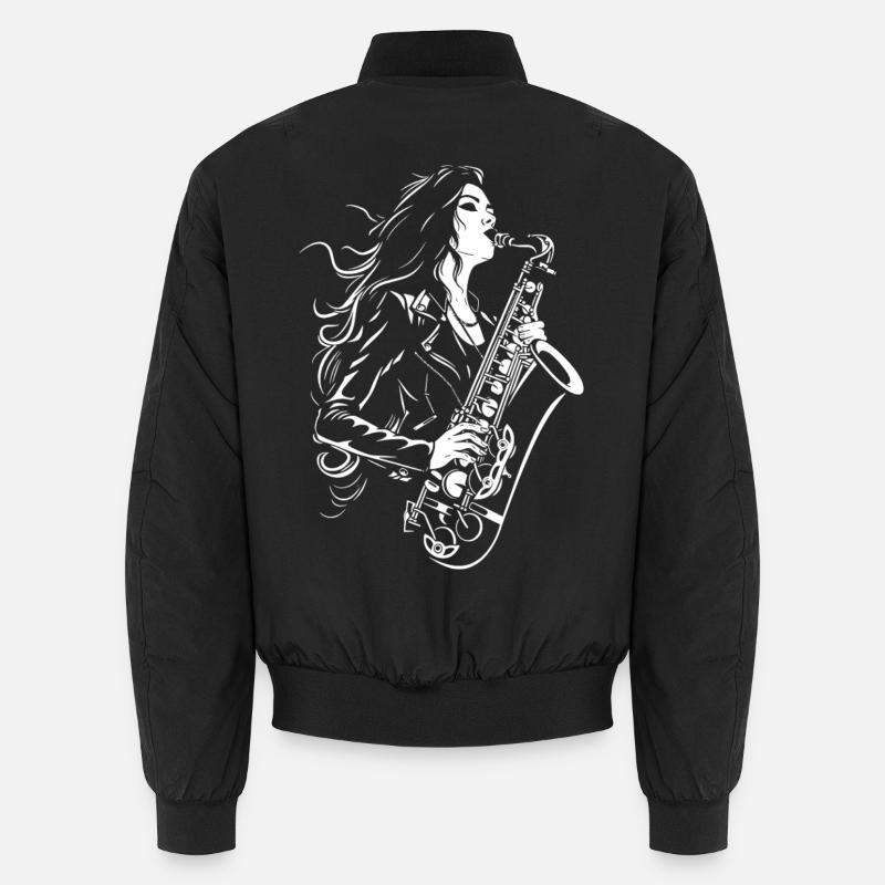 Saxophone player - Unisex Bomber Jacket - black