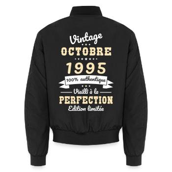 30th Anniversary - Vintage - October 1995 - Unisex Bomber Jacket - black - Back - AI Model Male 185 light (185cm)