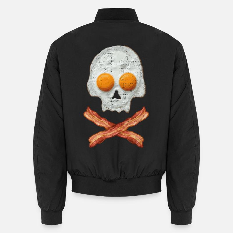 Fried Egg Skull with Bacon Cross - Unisex Bomber Jacket - black