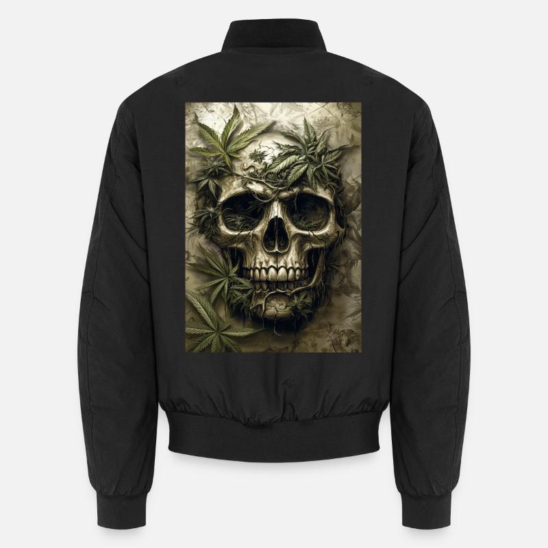 Skull with hemp leaves - Unisex Bomber Jacket - black