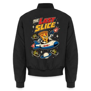 The Last Slice – Pizza im Weltraum - Unisex Bomberjacke - Schwarz - Hinten - AI Model Male 185 light (185cm)