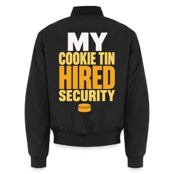 My Cookie Tin Hired Security - Unisex Bomberjacke - Schwarz - Hinten - AI Model Male 185 light (185cm)