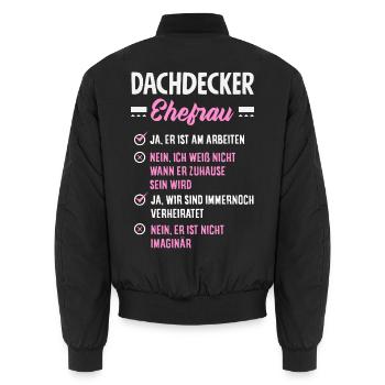 Dachdecker Spruch Lustig Handwerker Geschenk - Unisex Bomberjacke - Schwarz - Hinten - AI Model Male 185 light (185cm)