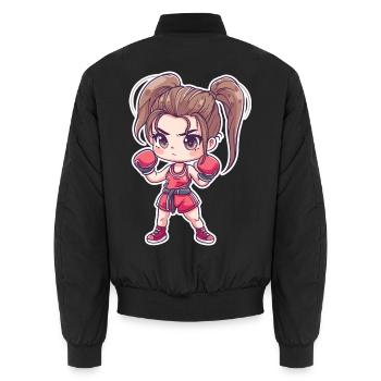 Kleine Kickboxerin Anime Look - Unisex Bomberjacke - Schwarz - Hinten - AI Model Male 185 light (185cm)