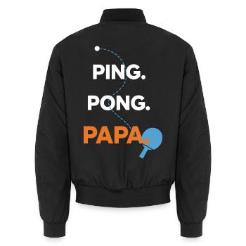Ping Pong Papa – Tischtennis Shirt für Väter - Unisex Bomberjacke - Schwarz - Hinten - AI Model Male 185 light (185cm)