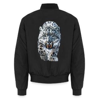 Schneeleopard - Unisex Bomberjacke - Schwarz - Hinten - AI Model Male 185 light (185cm)