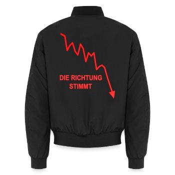 the direction is correct, spö, the red politics, red - Unisex Bomber Jacket - black - Back - AI Model Male 185 light (185cm)