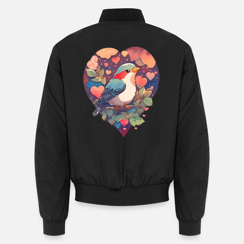 Vogel mit Herz - Unisex Bomberjacke - Schwarz