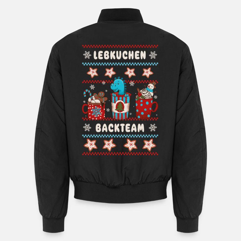 Gingerbread Baking Team - Christmas Funny Dino Unisex Bomber Jacket
