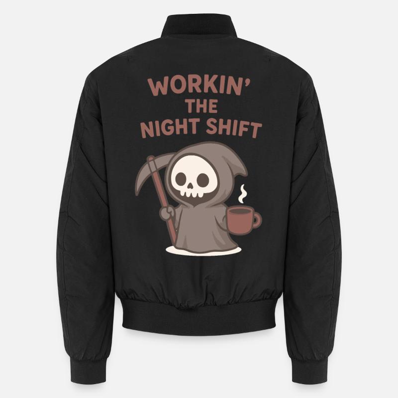 Nachtschicht Sensenmann Kaffee - Unisex Bomberjacke - Schwarz