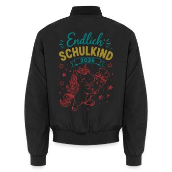 Endlich Schulkind 2026 Unicorn - Unisex Bomberjacke - Schwarz - Hinten - AI Model Male 185 light (185cm)