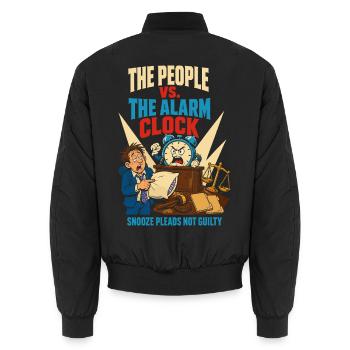 People against the alarm clock - Unisex Bomber Jacket - black - Back - AI Model Male 185 light (185cm)