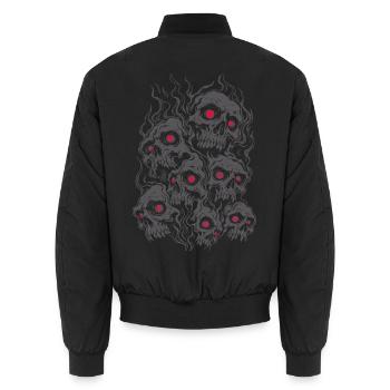 Flammende Horror Totenköpfe mit leuchtenden Augen - Unisex Bomberjacke - Schwarz - Hinten - AI Model Male 185 light (185cm)