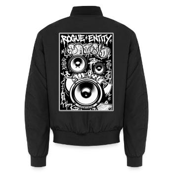 Rogue Entity Graffiti-Sprecher - Unisex Bomberjacke - Schwarz - Hinten - AI Model Male 185 light (185cm)