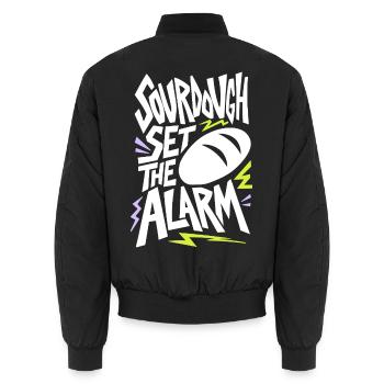 Sauerteig – Sourdough Set the Alarm - Unisex Bomberjacke - Schwarz - Hinten - AI Model Male 185 light (185cm)