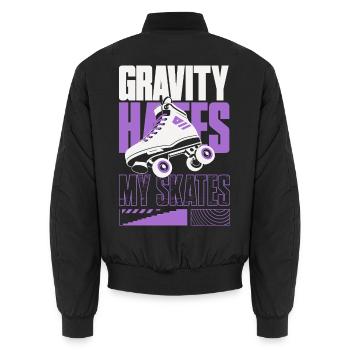 Gravity Hates My Skates – Rollschuhe - Unisex Bomberjacke - Schwarz - Hinten - AI Model Male 185 light (185cm)