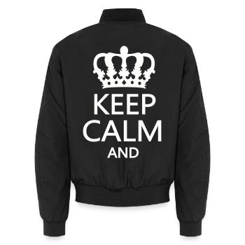 Königskrone Keep Calm Motiv - Unisex Bomberjacke - Schwarz - Hinten - AI Model Male 185 light (185cm)