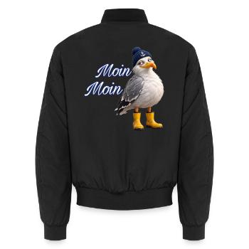 Moin Moin Möwe - Unisex Bomberjacke - Schwarz - Hinten - AI Model Male 185 light (185cm)