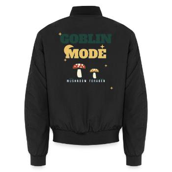 Goblin-Modus Pilzsammler - Unisex Bomberjacke - Schwarz - Hinten - AI Model Male 185 light (185cm)