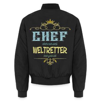 Chef Weltretter - Unisex Bomberjacke - Schwarz - Hinten - AI Model Male 185 light (185cm)