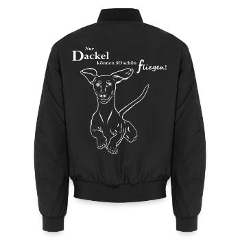 Fliegender Dackel - Unisex Bomberjacke - Schwarz - Hinten - AI Model Male 185 light (185cm)