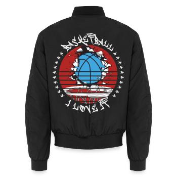 Basketball - Unisex Bomber Jacket - black - Back - AI Model Male 185 light (185cm)