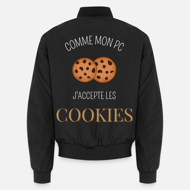 Comme mon pc j'accepte les cookies - Bomber unisexe - noir