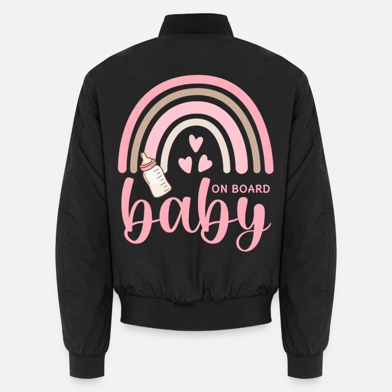 Boho Regenbogen Herzen Babyflasche Baby on Board Unisex Bomberjacke