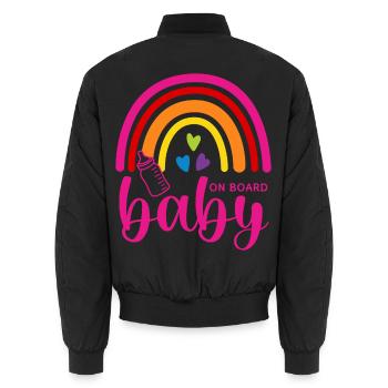 Boho Rainbow Hearts Biberon Bébé à bord - Bomber unisexe - noir - Dos - AI Model Male 185 light (185cm)