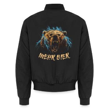 Bär brüllt Mehr Bier - Unisex Bomberjacke - Schwarz - Hinten - AI Model Male 185 light (185cm)