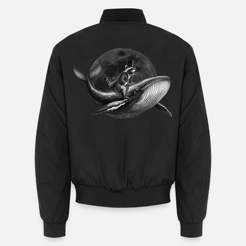 True Moon Love – A raccoon flies on a whale Unisex Bomber Jacket
