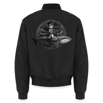 True Moon Love – Ein Fuchs fliegt auf einem Wal - Unisex Bomberjacke - Schwarz - Hinten - AI Model Male 185 light (185cm)