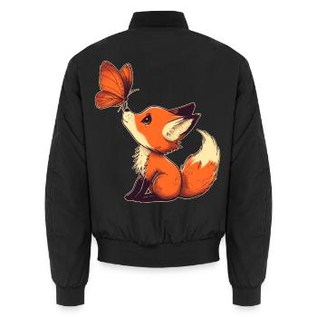 Fuchs mit Schmetterling - Unisex Bomberjacke - Schwarz - Hinten - AI Model Male 185 light (185cm)