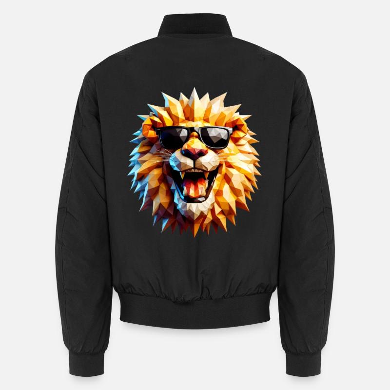 Cool Lion Head Sunglasses Unisex Bomber Jacket