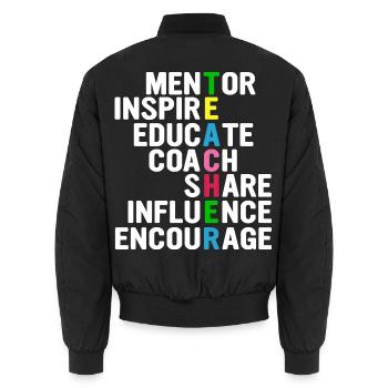 Teacher Acrostichon: Mentor, Inspire,... - Unisex Bomber Jacket - black - Back - AI Model Male 185 light (185cm)