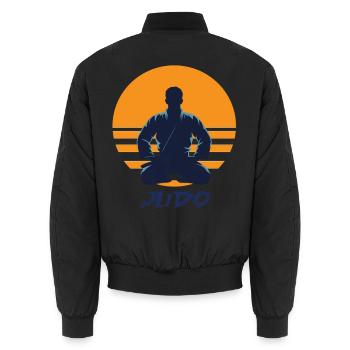Silhouette de coucher de soleil de judo - Bomber unisexe - noir - Dos - AI Model Male 185 light (185cm)