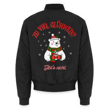 Weihnachten Glühwein Humor Eisbär Spruch - Unisex Bomberjacke - Schwarz - Hinten - AI Model Male 185 light (185cm)
