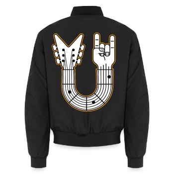 Guitare en forme de U Rock Main - Bomber unisexe - noir - Dos - AI Model Male 185 light (185cm)