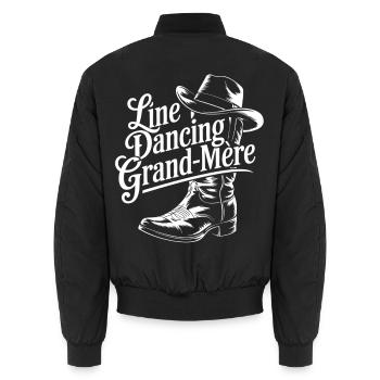 Line Dancing Oma - Unisex Bomberjacke - Schwarz - Hinten - AI Model Male 185 light (185cm)