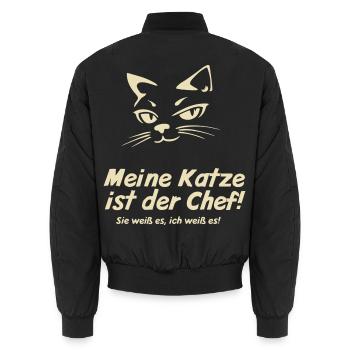Mon chat est le patron - Bomber unisexe - noir - Dos - AI Model Male 185 light (185cm)
