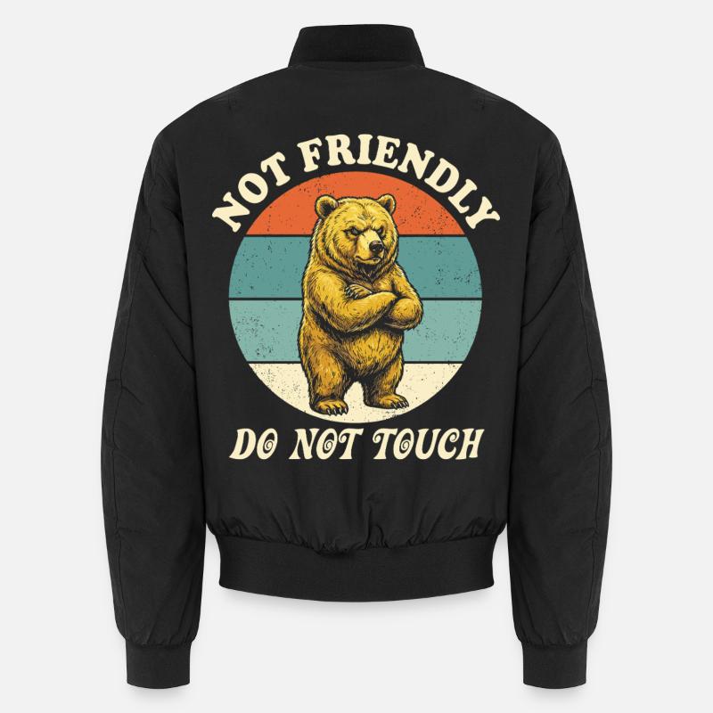 Grumpy Bear Not Friendly Funny Ironic Meme Unisex Bomber Jacket