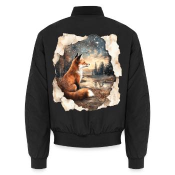 Fox Stars - Unisex Bomber Jacket - black - Back - AI Model Male 185 light (185cm)